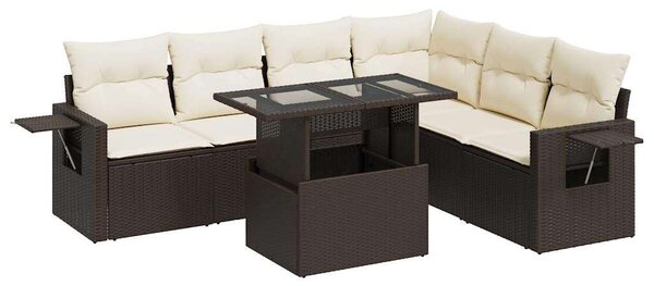 VidaXL Polyrattan Kerti Ülőgarnitúra - 7 részes - Barna