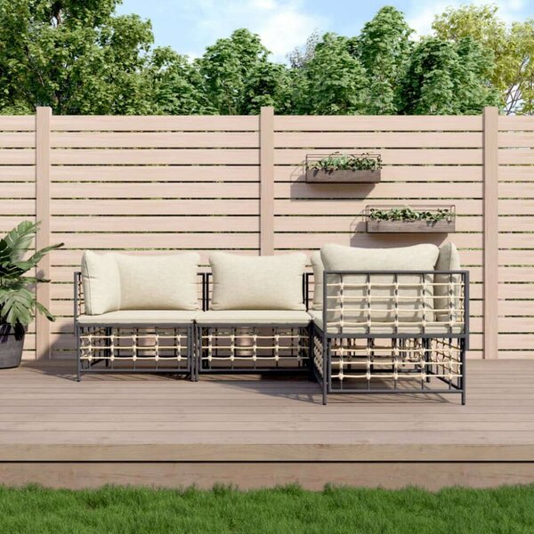 VidaXL Polyrattan Kerti Ülőgarnitúra - 4 részes - Antracitszürke