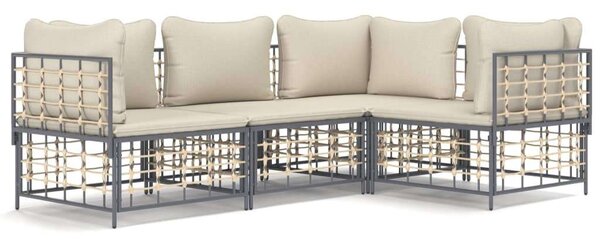 VidaXL Polyrattan Kerti Ülőgarnitúra - 4 részes - Antracitszürke