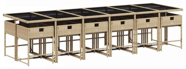 VidaXL 13részes vegyes bézs polyrattan kerti étkezőgarnitúra párnákkal
