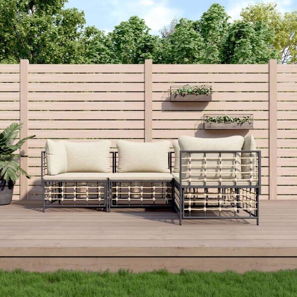 VidaXL Polyrattan Kerti Ülőgarnitúra - 4 részes - Antracitszürke