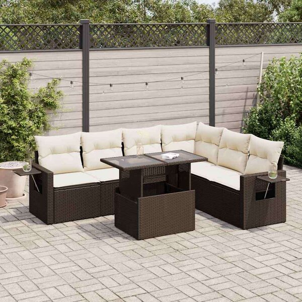 VidaXL Polyrattan Kerti Ülőgarnitúra - 7 részes - Barna