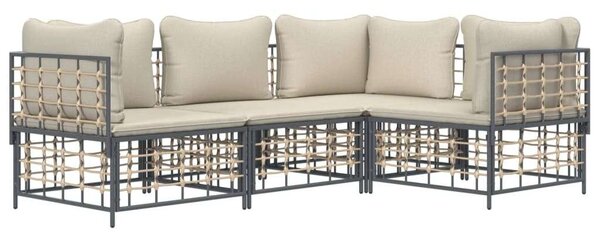 VidaXL Polyrattan Kerti Ülőgarnitúra - 4 részes - Antracitszürke