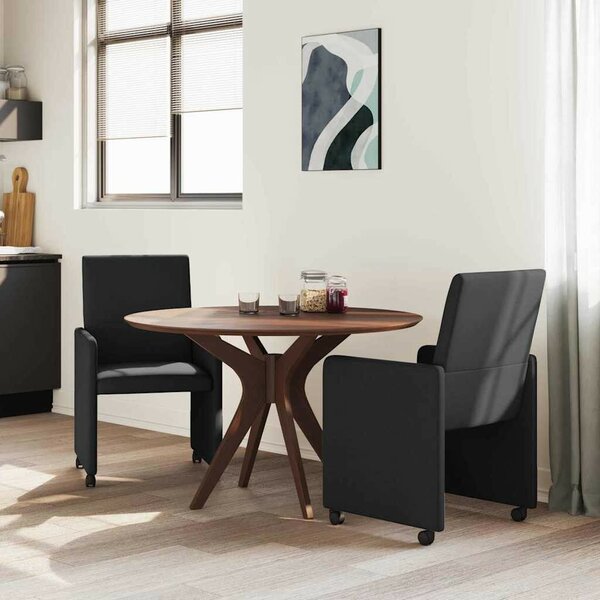 Étkezőszékek kerékkel 2 pcs Fekete 57 x 66 x 94 cm szövet