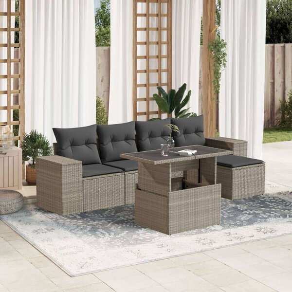 VidaXL Polyrattan Kerti Ülőgarnitúra - 6 részes, Világosszürke