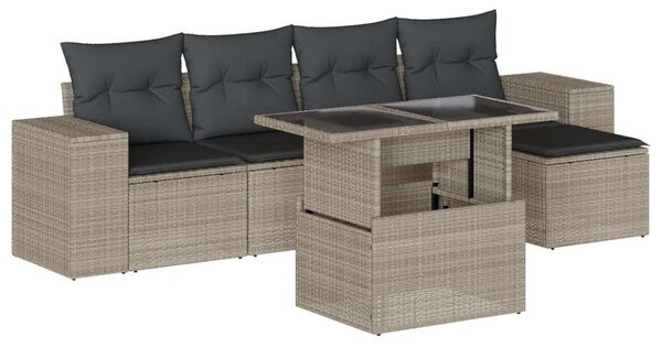 VidaXL Polyrattan Kerti Ülőgarnitúra - 6 részes, Világosszürke