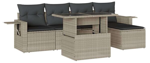 VidaXL Polyrattan Kerti Ülőgarnitúra - 6 részes, Világosszürke