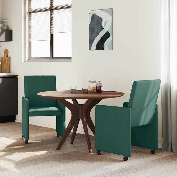 Étkezőszékek kerékkel 2 pcs Sötétzöld 57 x 66 x 94 cm szövet