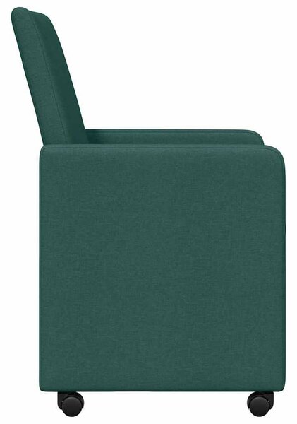 Étkezőszékek kerékkel 2 pcs Sötétzöld 57 x 66 x 94 cm szövet