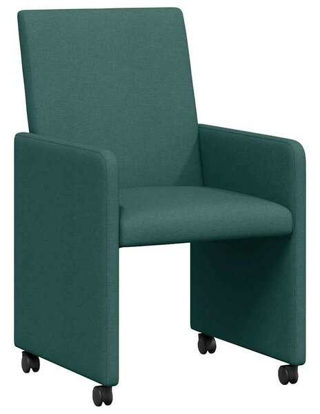 Étkezőszékek kerékkel 2 pcs Sötétzöld 57 x 66 x 94 cm szövet