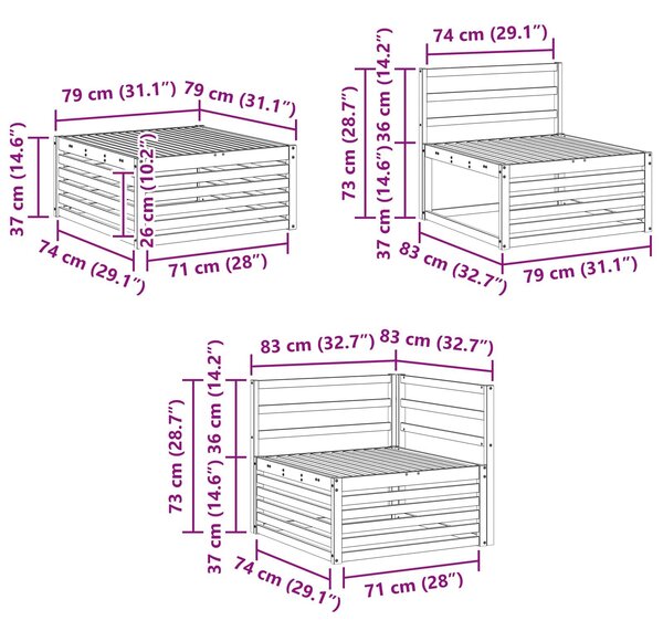 VidaXL Ülőgarnitúrák 6 pcs Természetes Tömör Akácfa