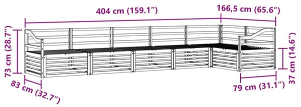 VidaXL Kültéri kanapé szett 6 pcs Természetes Tömör Akácfa
