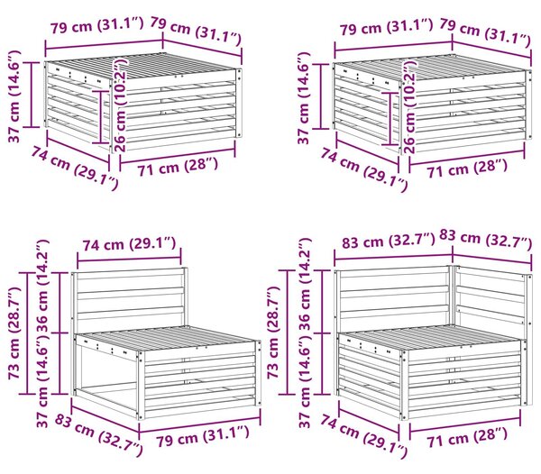 VidaXL Kültéri kanapé szett 7 pcs Természetes