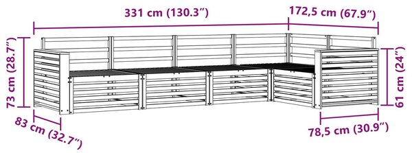 VidaXL Kültéri kanapé szett 5 pcs Természetes