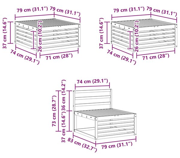 VidaXL Kültéri kanapé szett 6 pcs Természetes Tömör Akácfa