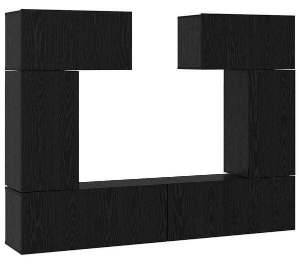 TV szekrény garnitúra 6 pcs Musta tammi 80 x 30 x 30 cm Faanyag