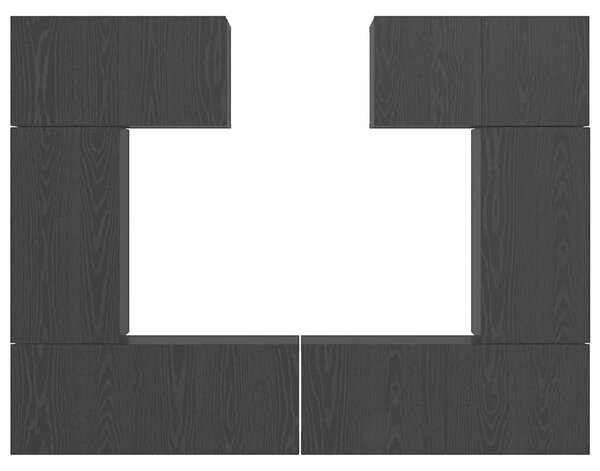 TV szekrény garnitúra 6 pcs Musta tammi 80 x 30 x 30 cm Faanyag