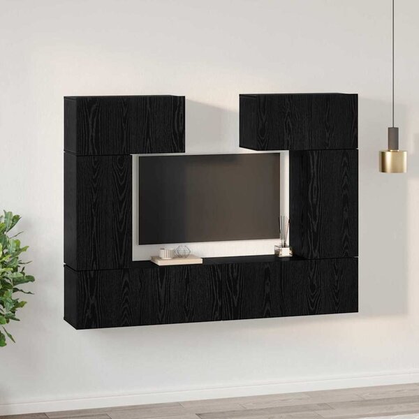 TV szekrény garnitúra 6 pcs Musta tammi 80 x 30 x 30 cm Faanyag