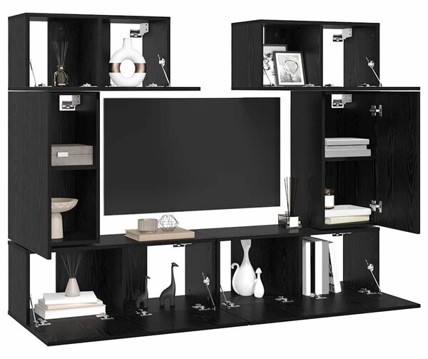 TV szekrény garnitúra 6 pcs Musta tammi 80 x 30 x 30 cm Faanyag