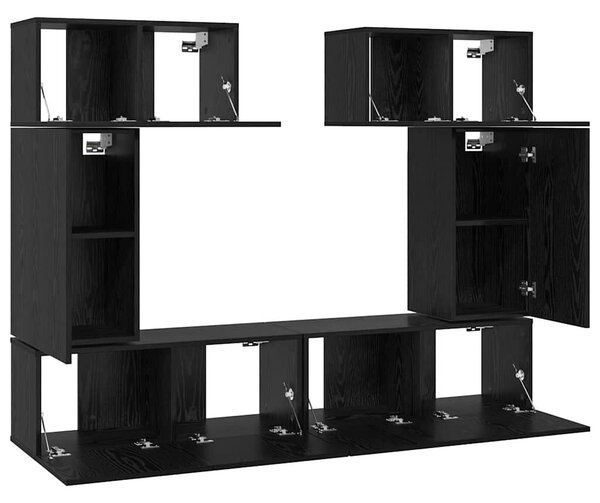 TV szekrény garnitúra 6 pcs Musta tammi 80 x 30 x 30 cm Faanyag