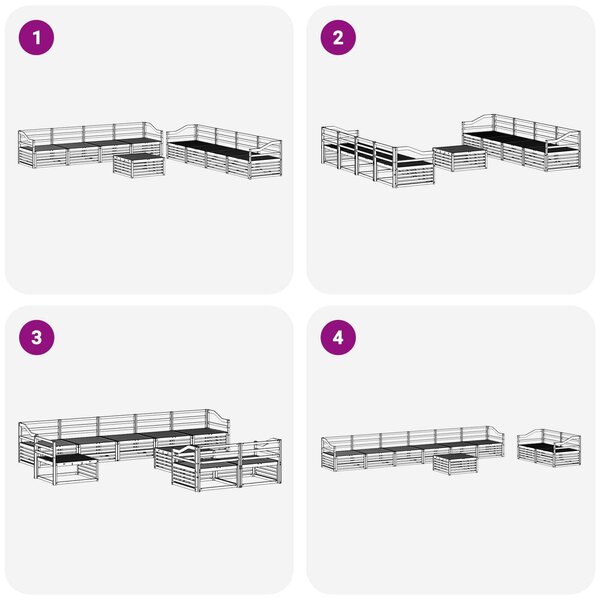 VidaXL Kültéri kanapé szett 9 pcs Természetes Tömör Akácfa