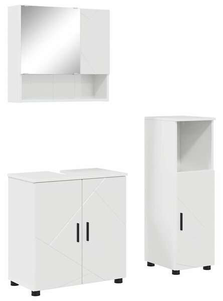 Fürdőszoba bútor szett 3 pcs Magasfényű fehér 61 x 35 x 64 cm