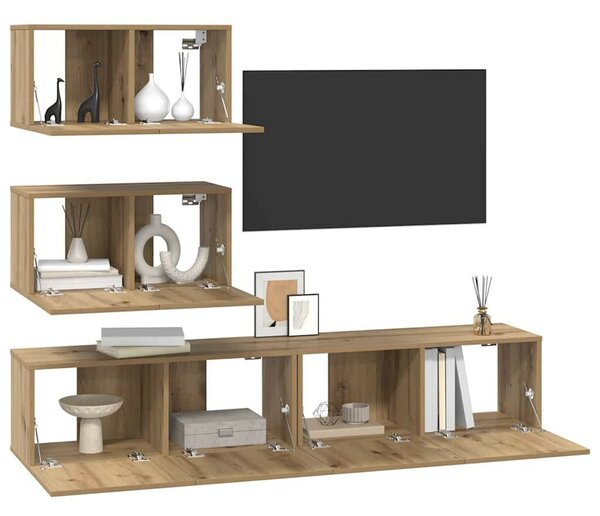 TV szekrény garnitúra 4 pcs kézműves tölgy 80 x 30 x 30 cm