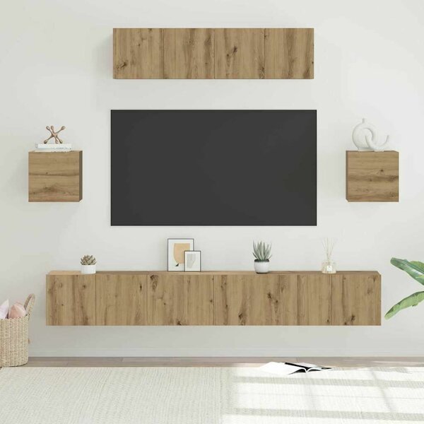 TV szekrény garnitúra 7 pcs kézműves tölgy 80 x 30 x 30 cm