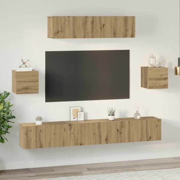 TV szekrény garnitúra 7 pcs kézműves tölgy 80 x 30 x 30 cm