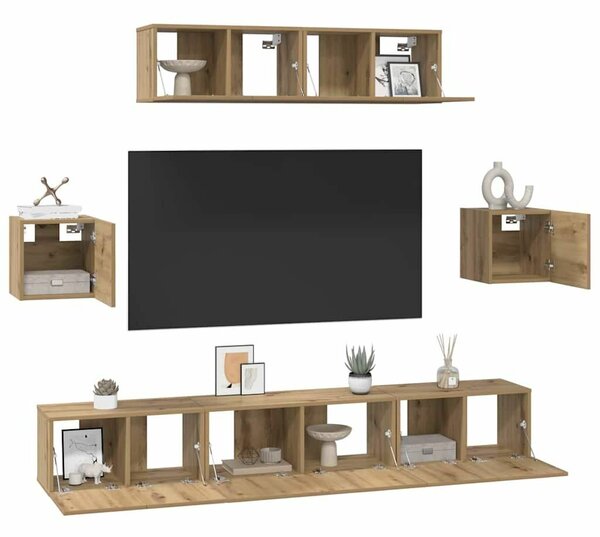 TV szekrény garnitúra 7 pcs kézműves tölgy 80 x 30 x 30 cm