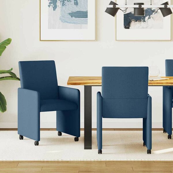 Étkezőszékek kerékkel 2 pcs Kék 57 x 66 x 94 cm szövet