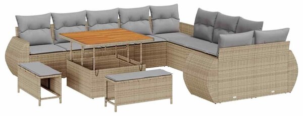VidaXL Kerti Kanapé Szett 13 pcs Bézs polirattan