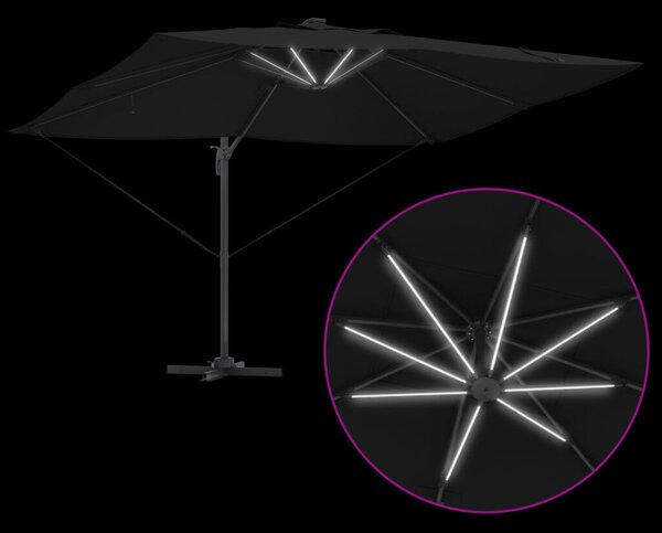 Konzolos Roma Napernyő LEDs Fekete 352x251x265 cm Alumínium