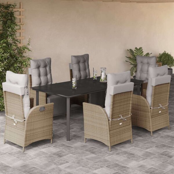 Polyrattan Kerti Étkezőgarnitúra - 7 Részes - Bézs