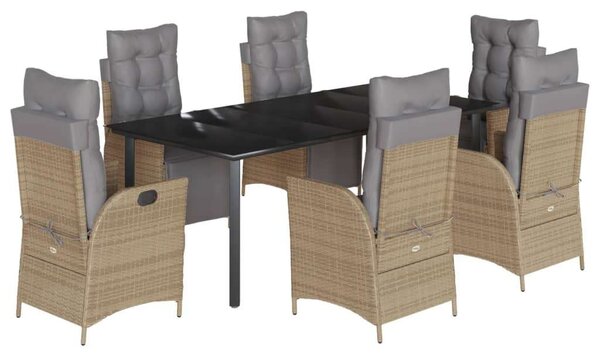 Polyrattan Kerti Étkezőgarnitúra - 7 Részes - Bézs