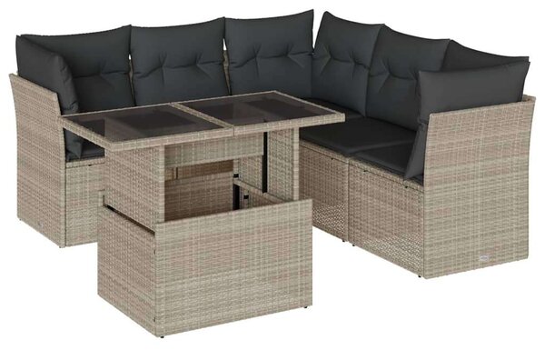 VidaXL Polyrattan Kerti Ülőgarnitúra - 6 részes, Világosszürke