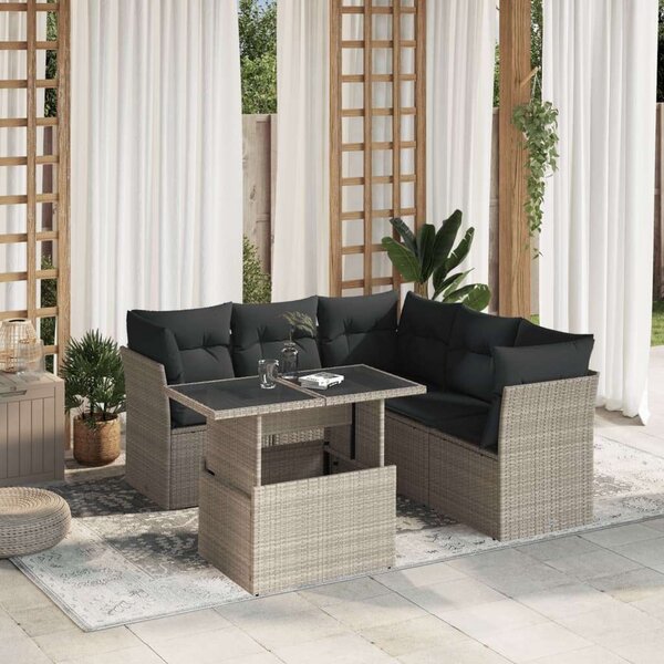 VidaXL Polyrattan Kerti Ülőgarnitúra - 6 részes, Világosszürke