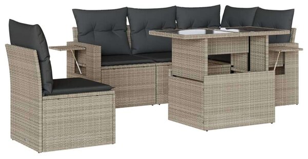 VidaXL Polyrattan Kerti Ülőgarnitúra - 6 részes, Világosszürke