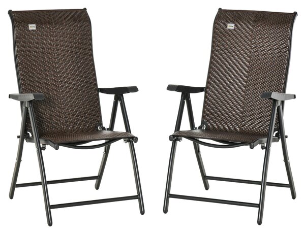 Outsunny 2db kerti szék készlet, Rattan/Acél, 71x58x111cm, Fekete