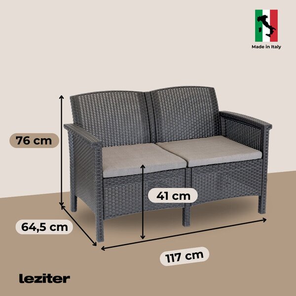 Venus II Grafit Rattan Kerti Bútor Szett - 5 Személyes, Tárolóasztallal
