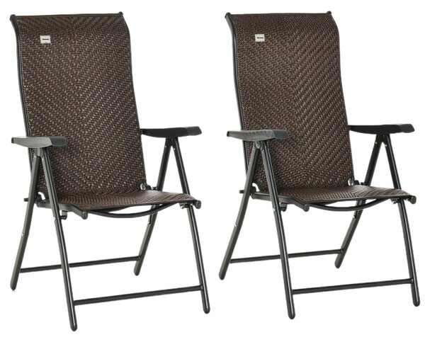 Outsunny 2db kerti szék készlet, Rattan/Acél, 71x58x111cm, Fekete