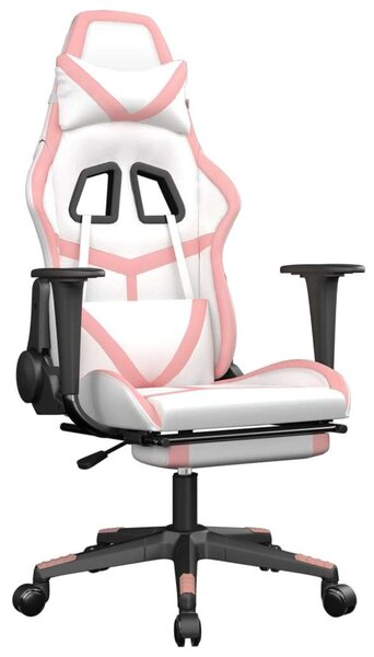 VidaXL Gamer szék - fehér-rózsaszín
