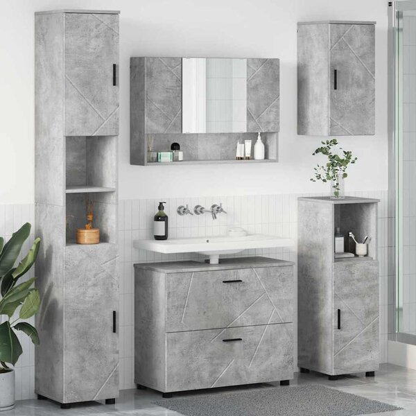 Fürdőszoba bútor szett 5 pcs Beton szürke 30 x 35 x 192 cm