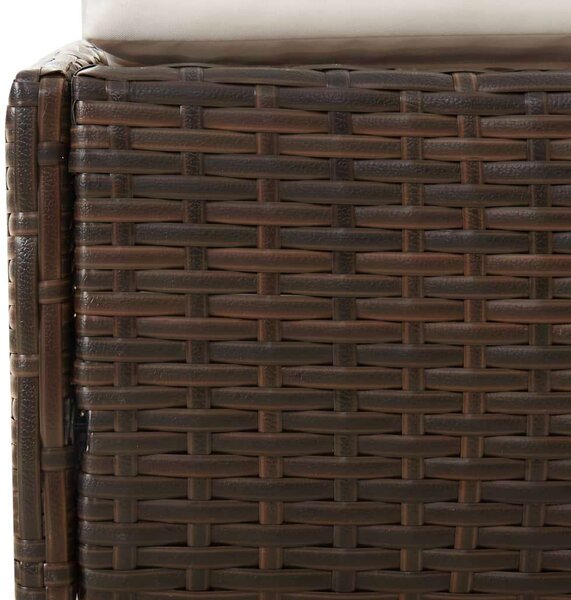 VidaXL Barna polyrattan napozóágy összecsukható tetővel 200x114x128 cm