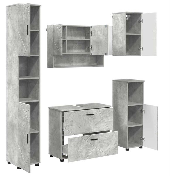 Fürdőszoba bútor szett 5 pcs Beton szürke 30 x 35 x 192 cm