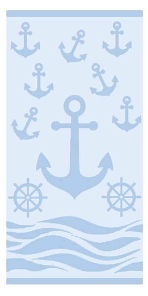 Világoskék frottír pamut strandtörölköző 70x140 cm Anchor – B.E.S