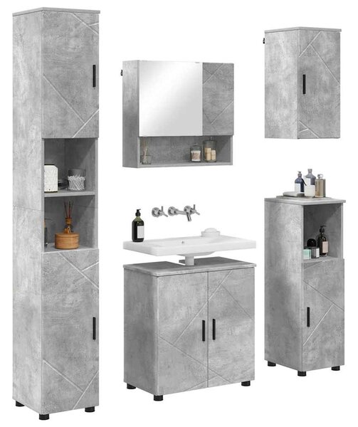Fürdőszoba bútor szett 5 pcs Beton szürke 61 x 35 x 64 cm