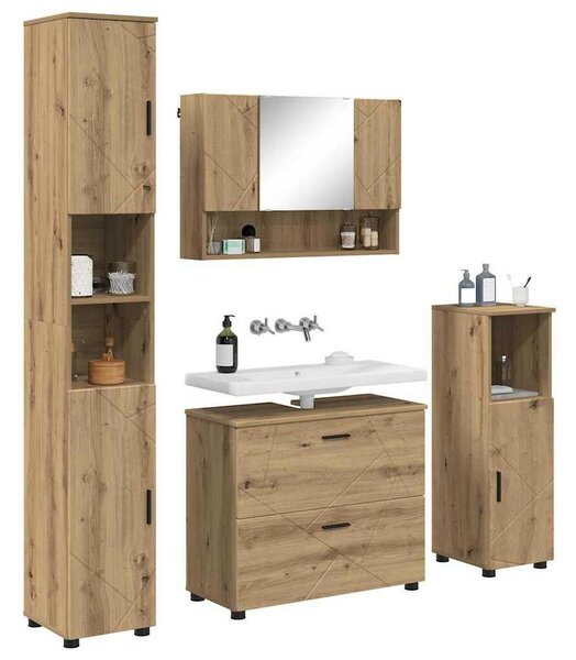 Fürdőszoba bútor szett 4 pcs kézműves tölgy 30 x 35 x 192 cm