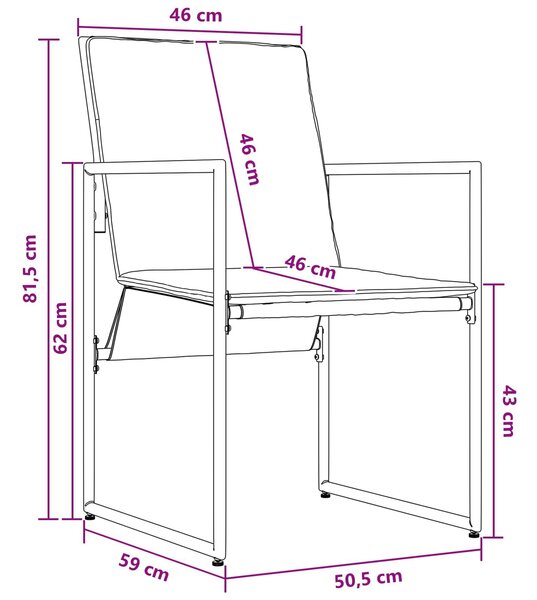 VidaXL Kert étkező szett 5 pcs Fekete és Antracit 80 x 80 x 73 cm