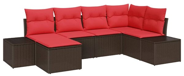 VidaXL Kerti Kanapé Szett párnával 6 pcs Barna polirattan